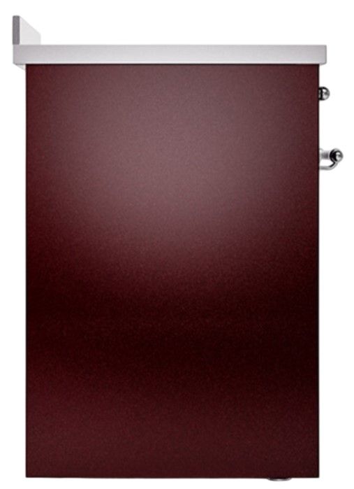 Ilve® Nostalgie II Noblesse 30'' Burgundy Pro Style Induction Range with Chrome Trim-2