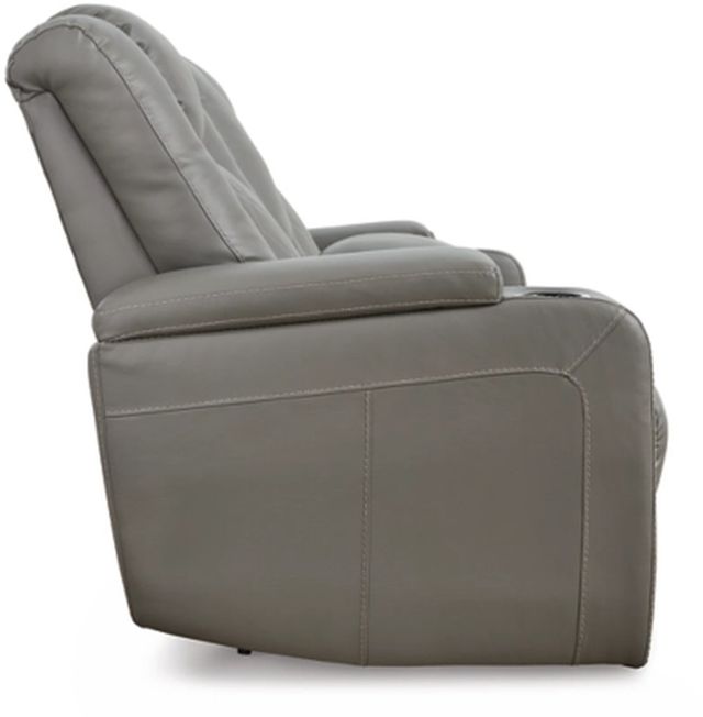 Signature Design by Ashley® Mancin Gray Reclining Loveseat with Console-3