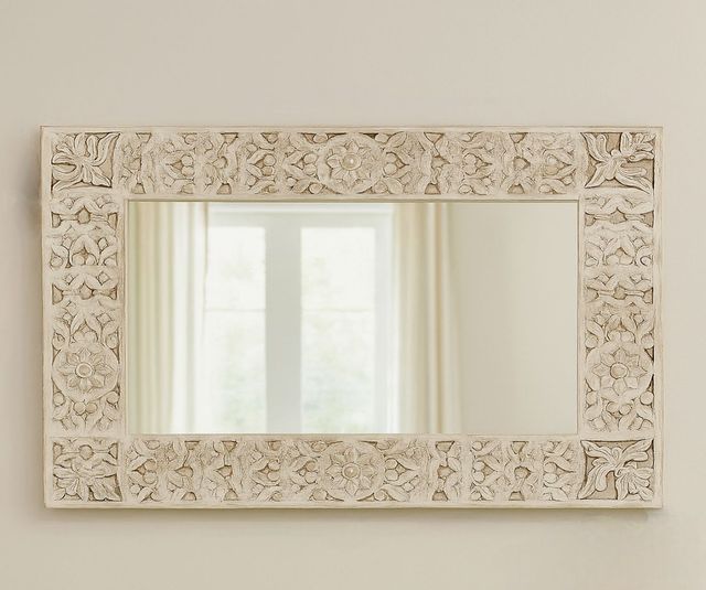 Jaipur Furniture Carved Lace White Wash Palladino Mirror-1