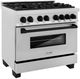 ZLINE Autograph Edition Legacy 36" Satin Stainless Steel Pro Style Dual Fuel Range with Matte Black Accents-1