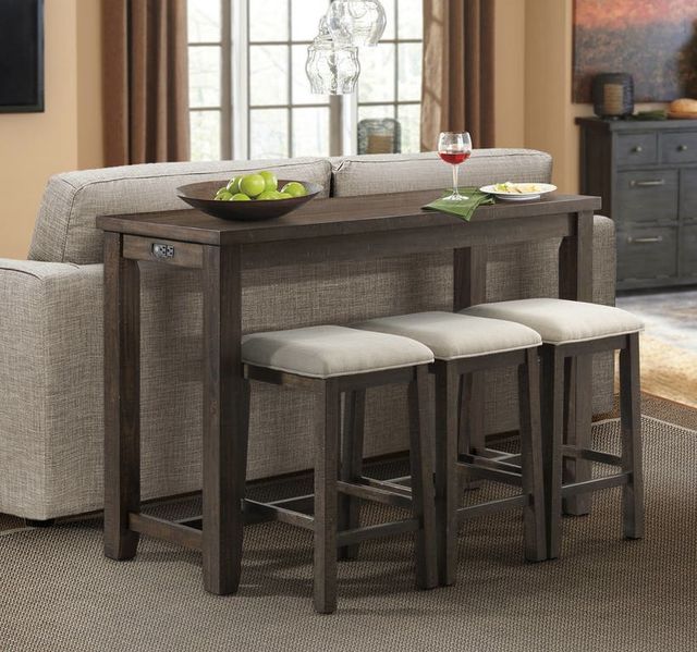 Elements International Stone Smokey Dark Ash 4 Piece Occasional Bar Table Set