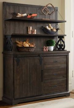American Wholesale Furniture Smokey Charcoal Server with Hutch