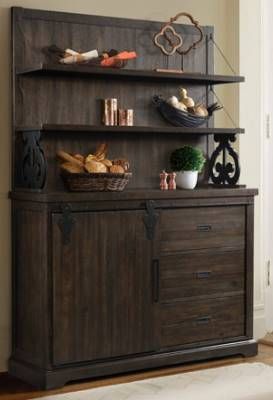 American Wholesale Furniture Smokey Charcoal Server with Hutch-0
