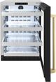 ZLINE Autograph Edition Touchstone 5.2 Cu. Ft. Stainless Steel Beverage Center with Black Matte Glass Door and Champagne Bronze Handle-1