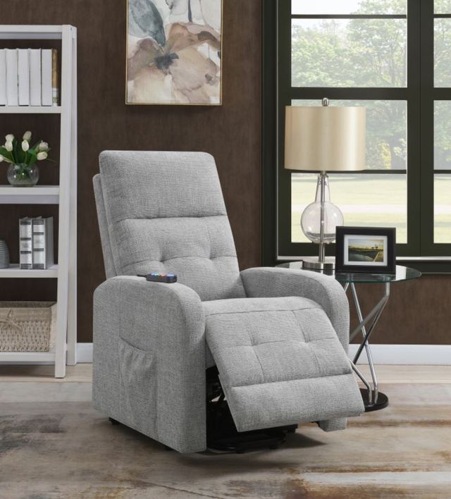 Coaster® Howie Grey Tufted Upholstered Power Lift Recliner-6