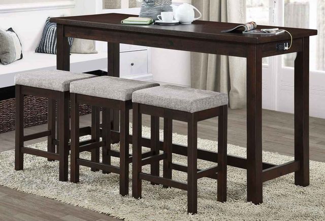 Mazin Furniture Connected 4-Piece Espresso Counter Height Dining Set-0