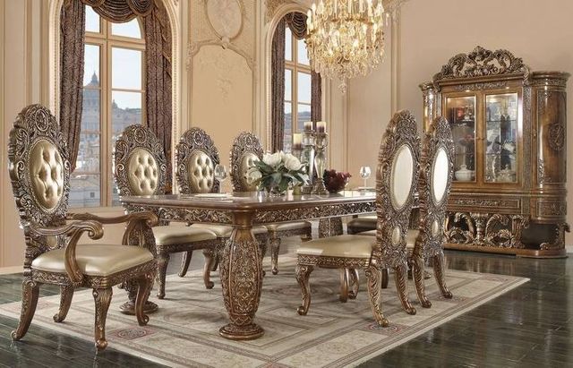 ACME Furniture Constantine Brown Dining Table with Gold Base-1