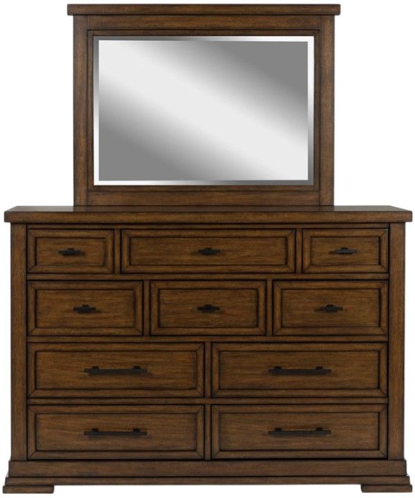 Signature Design by Ashley® Taffenbrook Medium Brown Dresser and Mirror-1