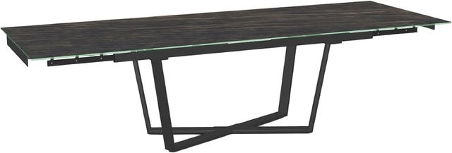 Amisco Customizable Charlie 112" Rectangular Extendable Table with 0.5" Italian Porcelain on Glass Top and 2 Leaves-1