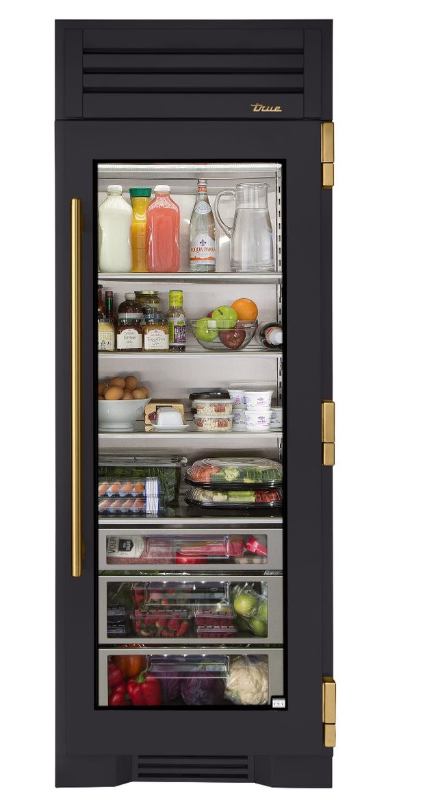 True® 20.3 Cu. Ft. Matte Black & Brass Beverage Center (Locking)-0