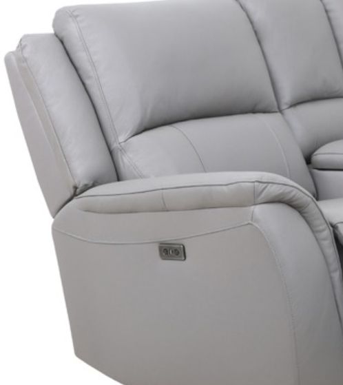 American Wholesale Furniture Madras Stone Power Reclining Loveseat with Console-1
