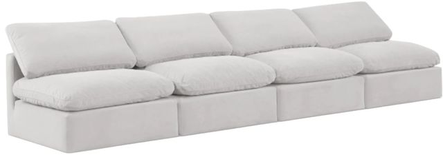 Meridian Furniture Indulge 4-Piece Cream Armless Velvet Sofa-0