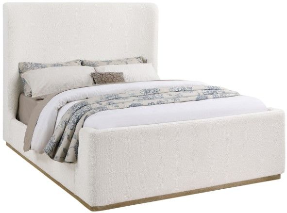 Coaster® Nala Cream Queen Upholstered Wingback Sleigh Bed-0