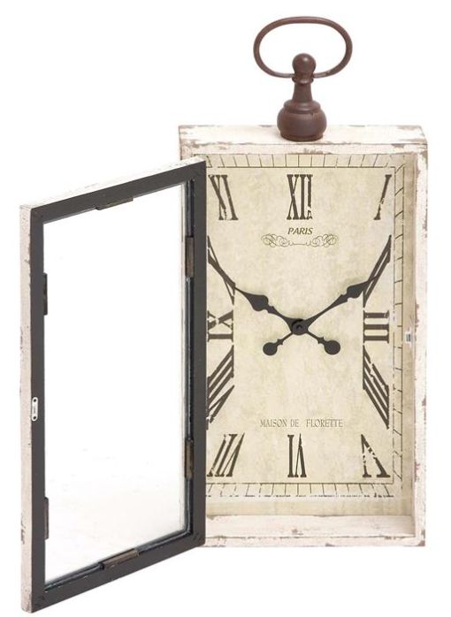 Deco Marche White Pocket Watch Style Wall Clock with Hinged Door-1