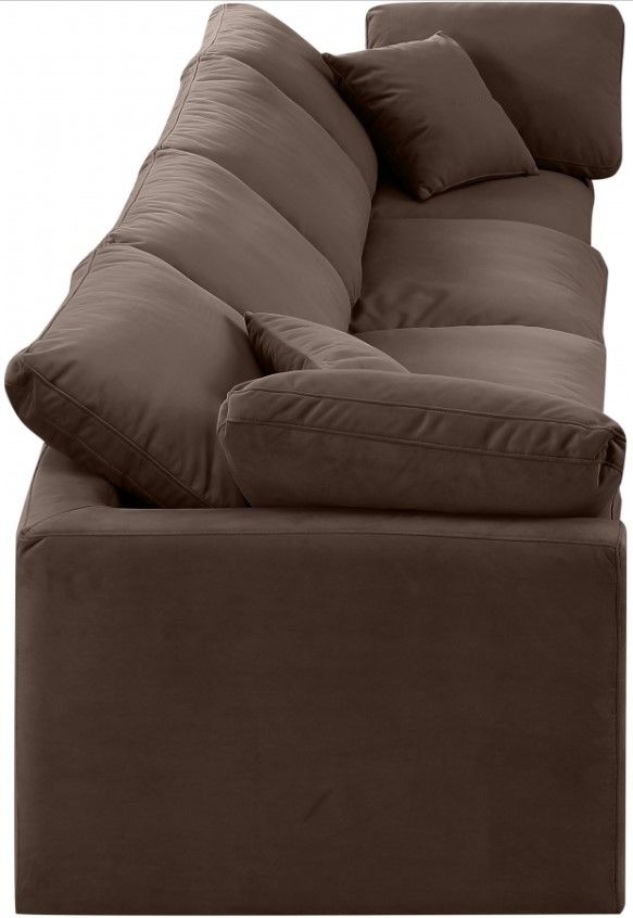 Meridian Furniture Indulge 4-Piece Brown Modular Velvet Sofa-3