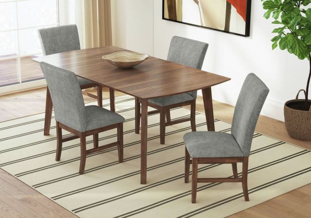 Elements International Santa Barbara 5-Piece Dark Gray/Walnut Rectangular Dining Set-1