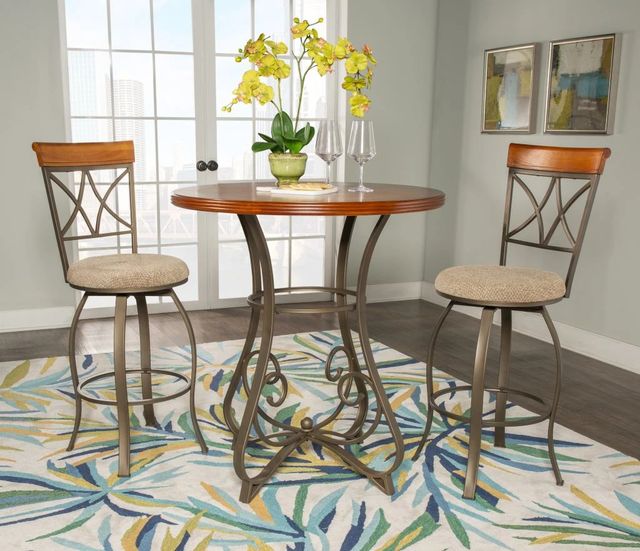 Powell® Hamilton 3-Piece Bronze/Medium Cherry Swivel Pub Table Set-2