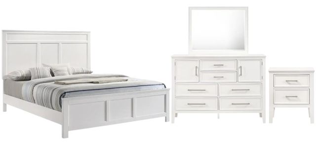 New Classic® Home Furnishings Andover 4-Piece White Queen Panel Bedroom Set-0