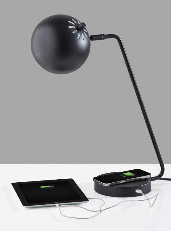 Adesso® Emerson Black Charging Desk Lamp -3