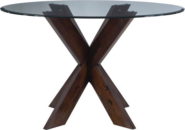 Powell® Adler Glass Top X-Base Dining Table with Espresso Base-1