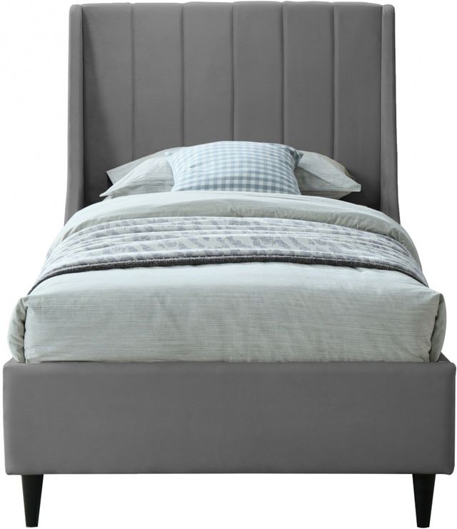 Meridian Furniture Eva Grey Velvet Twin Bed-1