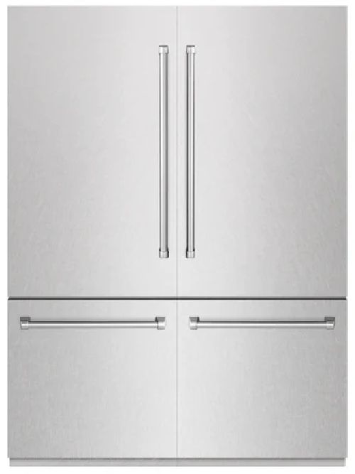 ZLINE 60" 32.2 Cu. Ft. Satin Stainless Steel Built-In French Door Refrigerator with Graphite Gray Interior-0