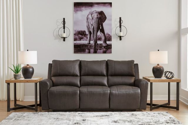 Credit: Signature Design by Ashley Front view of a brown leather Signature Design by Ashley sofa