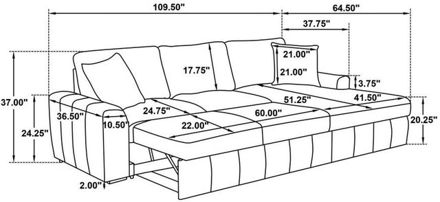 Coaster® Pastrana 2-Piece Gray Right-Arm Facing Sleeper Sectional Sofa-2