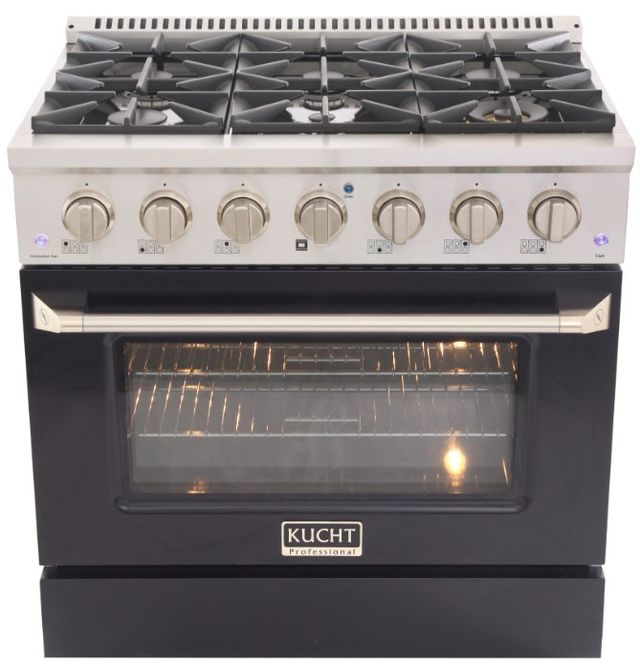 Kucht Professional KDF Series 36" Stainless Steel Pro Style Dual Fuel Range with Black Door-0
