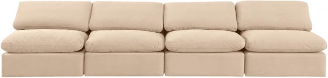 Meridian Furniture Indulge 4-Piece Beige Armless Velvet Sofa-1