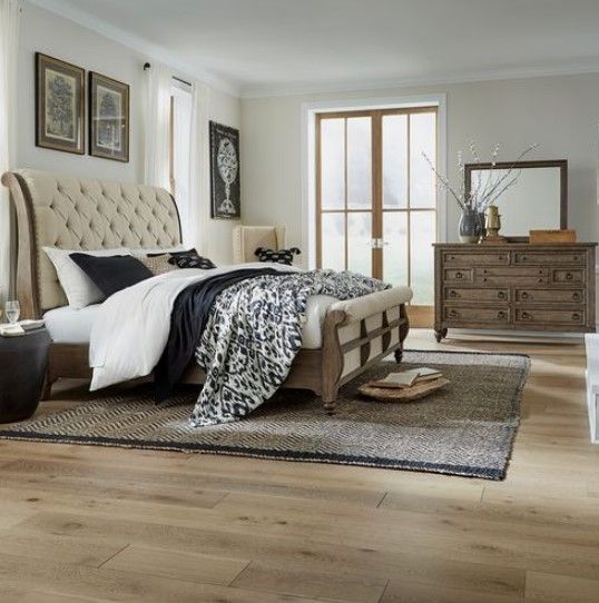 Liberty Furniture Americana Farmhouse 3-Piece Beige/Dusty Taupe King Sleigh Bedroom Set-2
