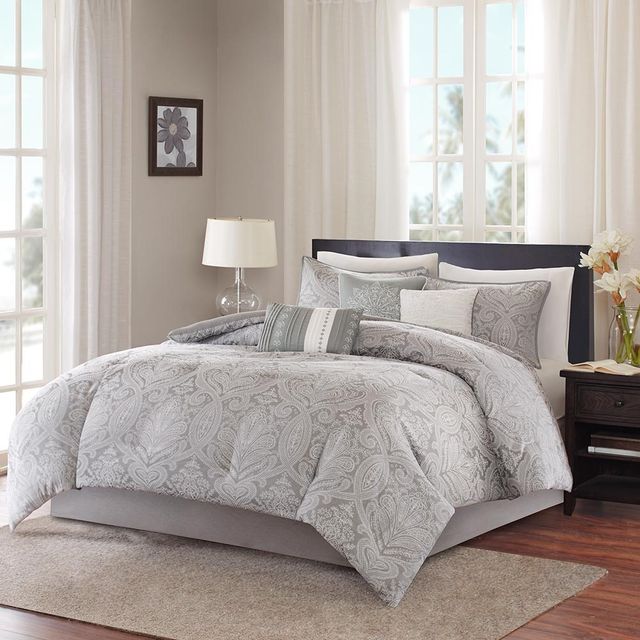 Olliix by Madison Park 7 Piece Grey King Averly Comforter Set-1