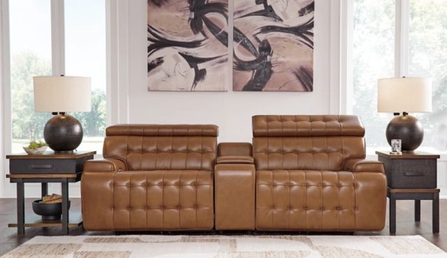 Signature Design by Ashley® Temmpton 3-Piece Chocolate Power Reclining Small Spaced Sectional with Console-1