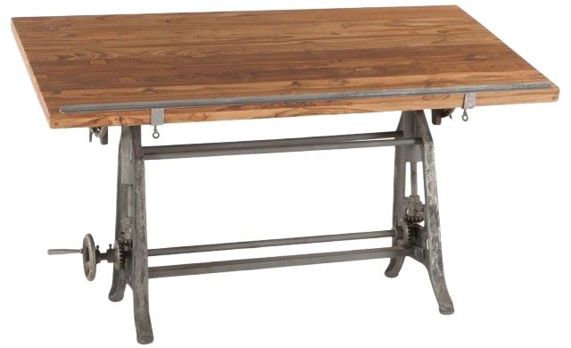 Home Trends & Design Industrial Loft Antique Gray/Natural Drafting Desk-0