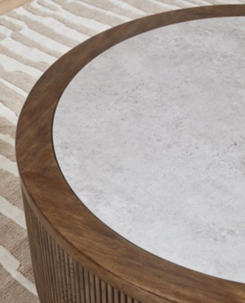 Signature Design by Ashley® Hadonna Faux Stone Top Cocktail Table with Brown Base-3