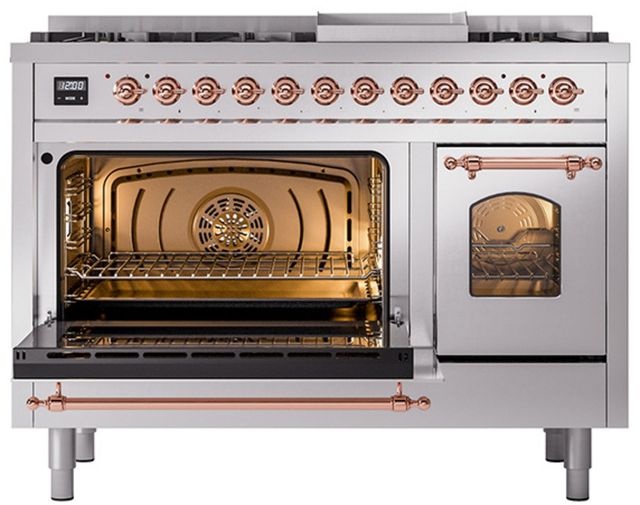 Ilve® Nostalgie II Series 48" Stainless Steel Pro Style Dual Fuel Range-2