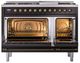 Ilve® Nostalgie II Noblesse 48'' Glossy Black Pro Style Dual Fuel Range with Burnished Trim-2