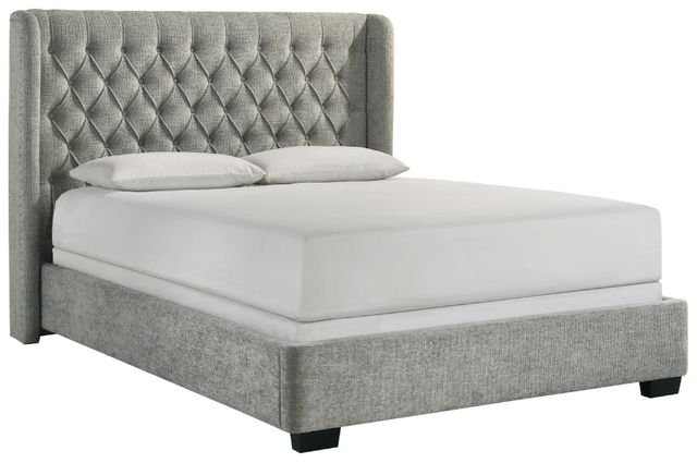 Crown Mark Daphne Light Gray Queen Upholstered Panel Bed-0