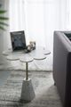 A & B Home Brass Inlay Flower-Shaped Tabletop With White Marble Base-4