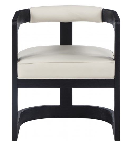 Meridian Furniture Manchester Cream/Black Vegan Leather Dining Arm Chair-1
