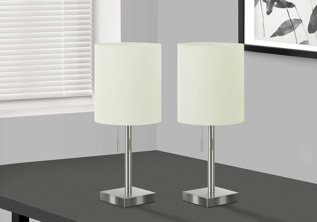 Monarch Specialties Inc. Set Of 2 17"H Silver Metal Table Lamps-4
