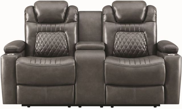 Coaster® Korbach Charcoal Power Reclining Upholstered Loveseat-0