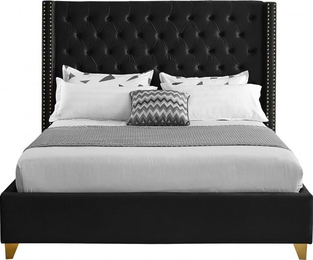 Meridian Furniture Barolo Black Velvet Full Bed-1