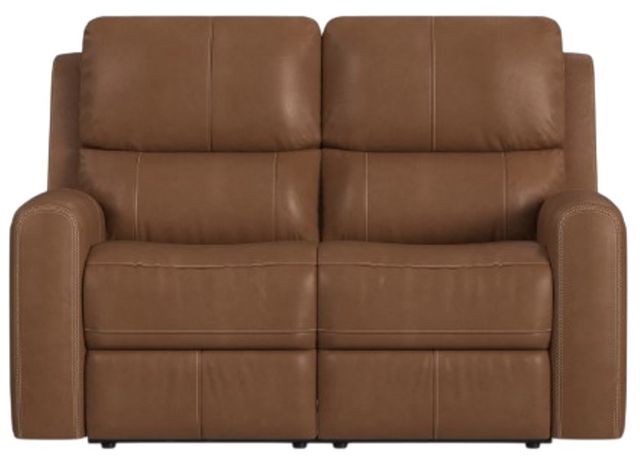 Flexsteel® Linden Caramel Leather Power Reclining Loveseat with Power Headrests and Lumbar-3