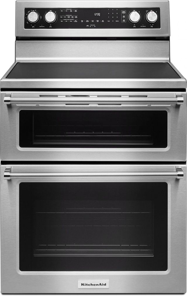 KitchenAid® 30" Stainless Steel Freestanding Electric Double Oven Range-0