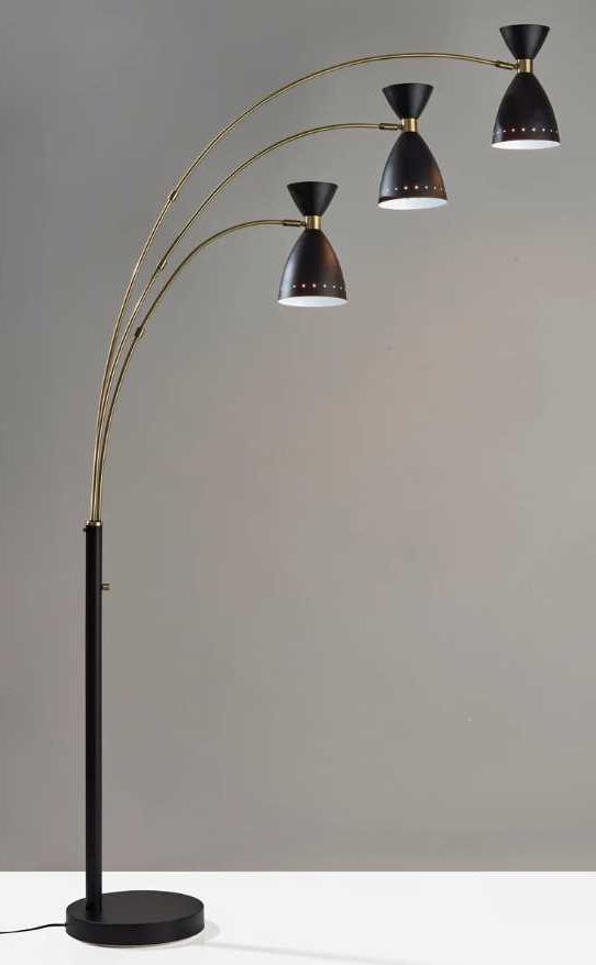 Adesso® Oscar Black 3-Arm Arc Floor Lamp-3