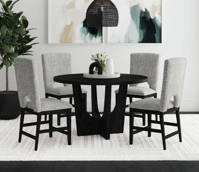 Elements International Oregon 5-Piece Gray Counter Dining Set with Black Base-1