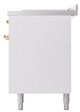 Ilve® Nostalgie II Noblesse 60'' White Pro Style Dual Fuel Range with Brass Trim-3