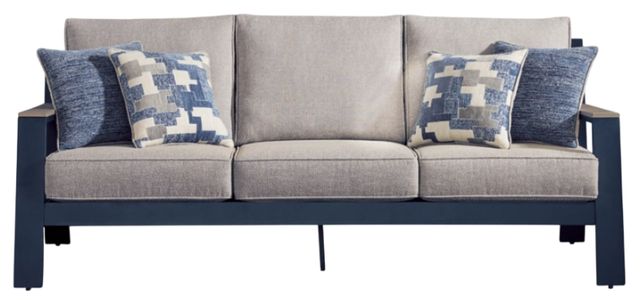 Signature Design by Ashley® East Beach Driftwood/Navy Blue Fabric/Metal Outdoor Sofa-2