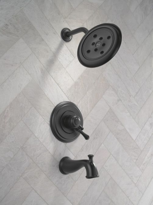 Delta Cassidy® 17 Series Matte Black Tub Shower Trim-3